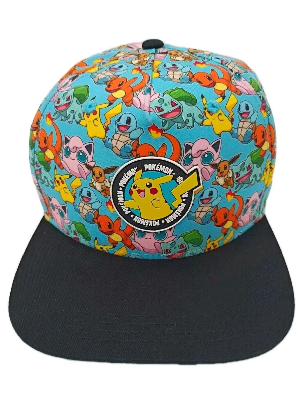 Pokemon All Over Print Hat Cap Youth OS Snapback Pikachu Charizard Squirtle